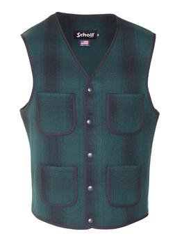 745V - MEN'S WOOL PLAID VEST (Green)