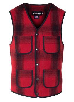 745V - MEN'S WOOL PLAID VEST (Red)